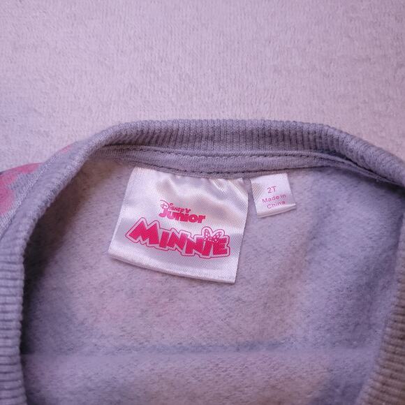 Disney Junior Minnie Mouse Toddler Gray Pink Long Sleeve Sweatshirt Dress Siz 2T - Picture 6 of 7